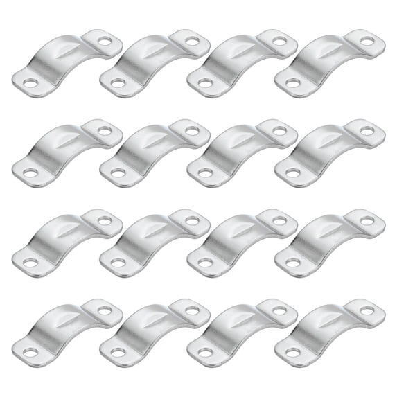 Uxcell 16Pack Rigid Pipe Strap Fit M5 (1/5") Tube OD, 2 Holes Stainless Steel Tube Clamp for Pipe or Cable Fixing
