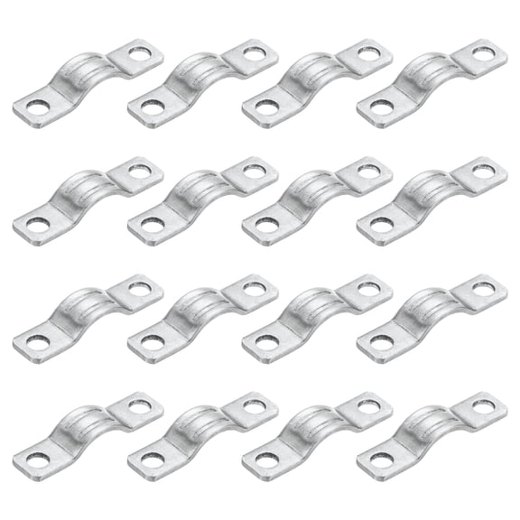 Uxcell 16Pack Rigid Pipe Strap Fit M6 (1/4") Tube OD, 2 Holes Stainless Steel Tube Clamp for Pipe or Cable Fixing