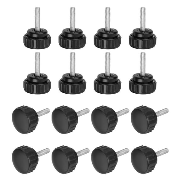 Uxcell 16Pack Round Knurled Thumb Screws, M5x20mm Carbon Steel Zinc Plated Thread Thumbscrew Clamping Knob Screw, Black