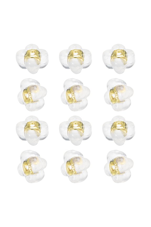 16Pack Silicone Earring Backs Flower Soft Earring Stoppers for Studs, 4mm Gold