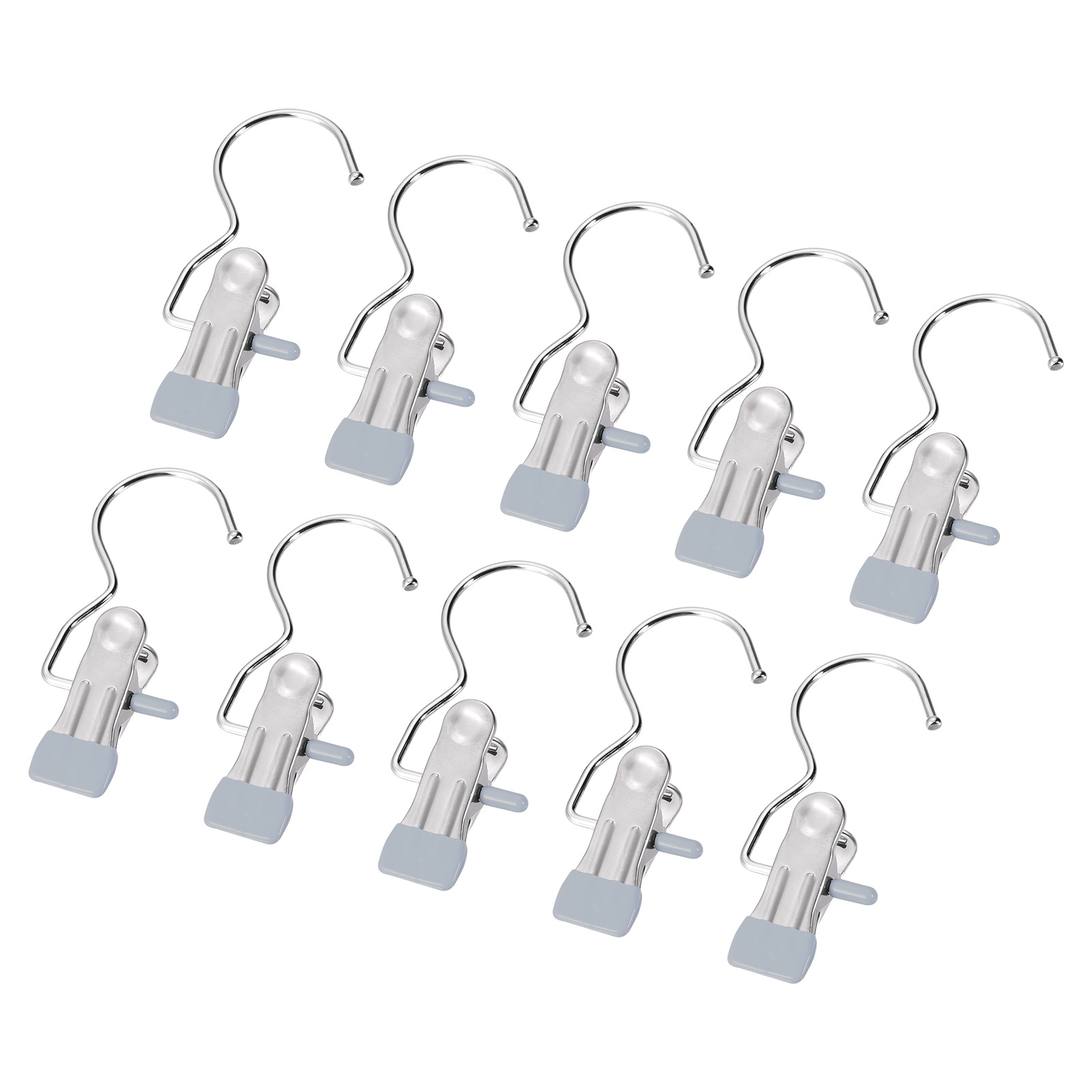 Uxcell 16Pack Stainless Steel Boot Hangers Portable Laundry Hanging Hooks Clips, Gray