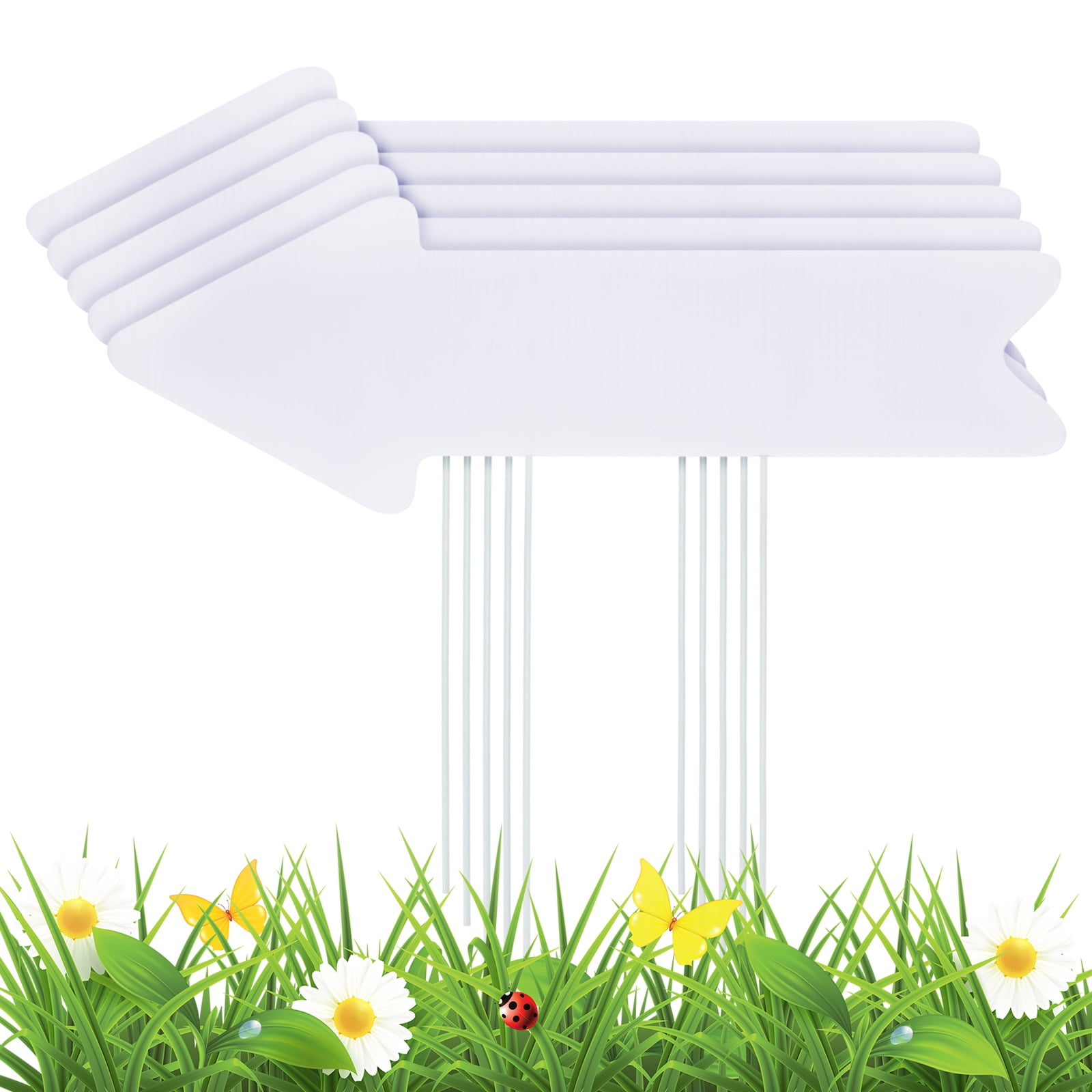 Uxcell 16Pcs 17x6" Blank Arrow Signs with 32Pcs Stakes Wedding Directional Yard Signs, White