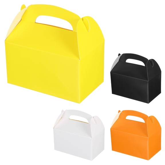 Uxcell 16Pcs 6"x4"x3" Gable Boxes with Handles Orange White Yellow Black