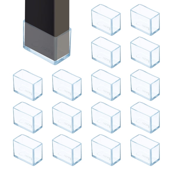 Uxcell 16Pcs Chair Leg Floor Protectors, 1.2 x 0.6 Inch Clear Chair Leg Caps, Rectangular Transparent Furniture Foot Covers