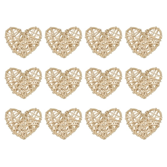 Uxcell 16Pcs Heart Shaped Rattan Ball Vase Filler Natural Rattan for Wedding Home Decoration Original Wood 2.36 in