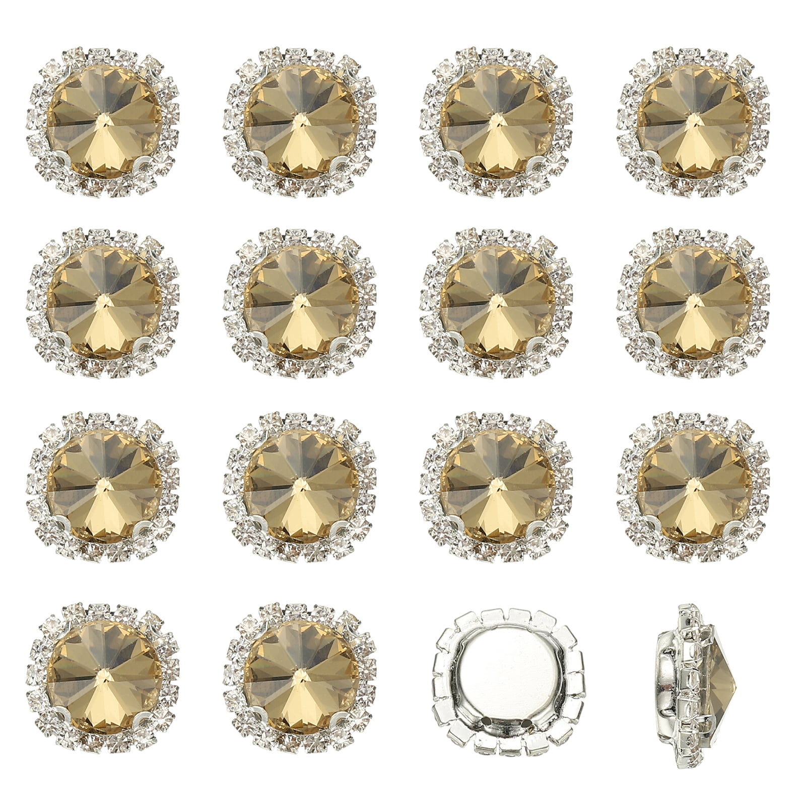 Uxcell 16Pcs Rhinestone Buttons, Flatback Sew on Rhinestones for Crafts ...