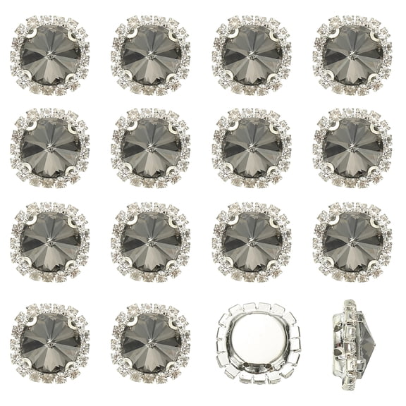 Uxcell 16Pcs Rhinestone Buttons, Flatback Sew on Rhinestones for Crafts, Transparent Gray