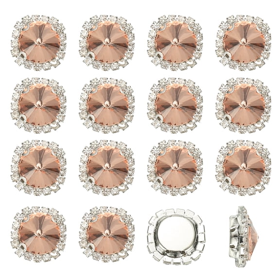Uxcell 16Pcs Rhinestone Buttons, Flatback Sew on Rhinestones for Crafts, Water Red