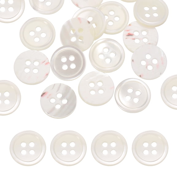 Uxcell 16Pcs Round Natural Shell Buttons,12.5mm 4 Holes Mother of Pearl Craft Seashell Sewing Buttons for Clothes Shirts Dresses Sewing DIY Craft Making, Beige Red