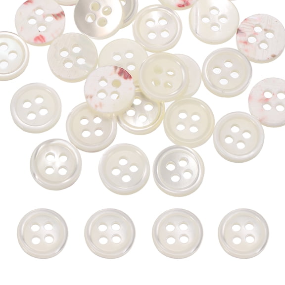 Uxcell 16Pcs Round Natural Shell Buttons,9mm 4 Holes Mother of Pearl Craft Seashell Sewing Buttons for Clothes Shirts Dresses Sewing DIY Craft Making, Beige Red