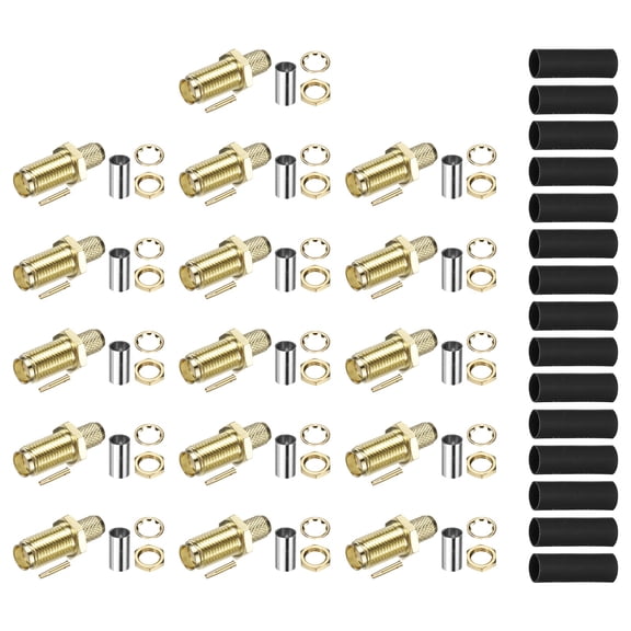 Uxcell 16Pcs SMA Crimp Connector Kit, Female Solder Crimp Adapter Connector SMA-KY-3 for RG58 RG142 RG400 LMR195 Coaxial Cable