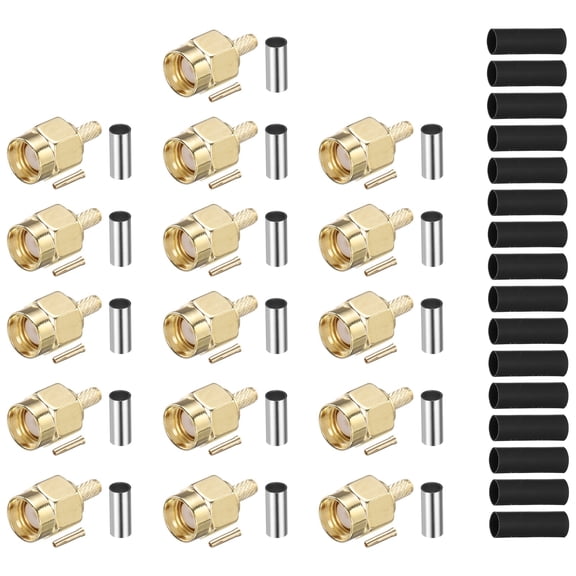 Uxcell 16Pcs SMA Crimp Connector Kit, Male Solder Crimp Adapter Connector RPSMA-J-1.5 for RG316 RG174 RG188 RG188A LMR100 Coaxial Cable