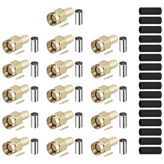 Uxcell 16Pcs SMA Crimp Connector Kit, Male Solder Crimp Adapter Connector SMA-J-3 for RG58 RG142 RG400 LMR195 Coaxial Cable
