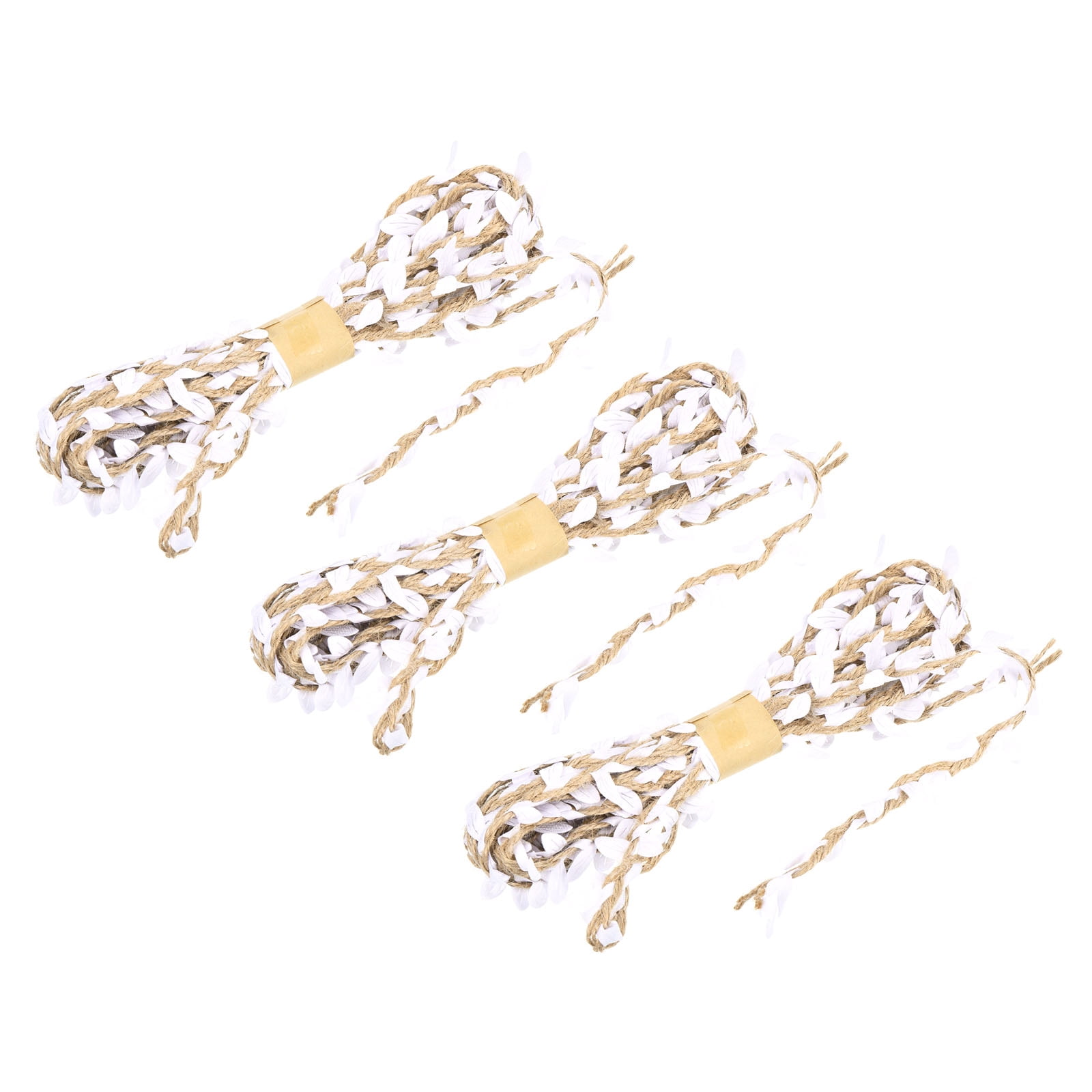 Lot De 3 Rouleaux De Ruban Feuille En Toile De Jute - 16 Pieds (5mm) Chacun, Couleur Blanc Naturel