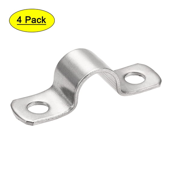 Uxcell 16mm(0.6") 304 Stainless Steel 2 Holes Rigid Pipe Strap Tension Tube Clamp 4 Pack