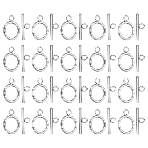 Uxcell 16mm/0.63" Dia Toggle Clasp, 20Set 304 Stainless Steel Round Clasp&T-Bar, Silver