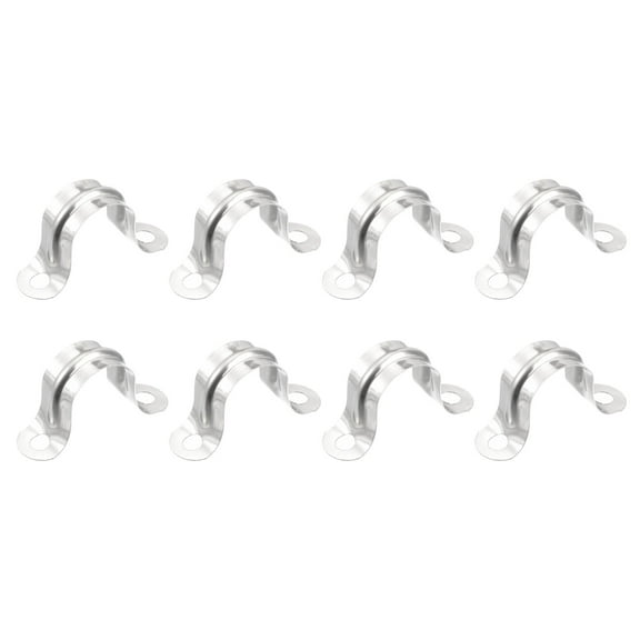 Uxcell 16mm 2 Hole U Shaped Rigid Pipe Straps Bracket Tube Clip 8 Pack