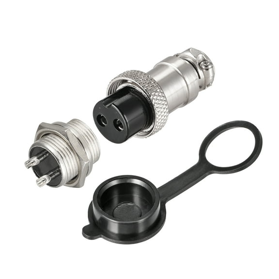 Uxcell 16mm 2 Terminals 7A 400V GX16 Aviation Connector with Plug Cover 2 set