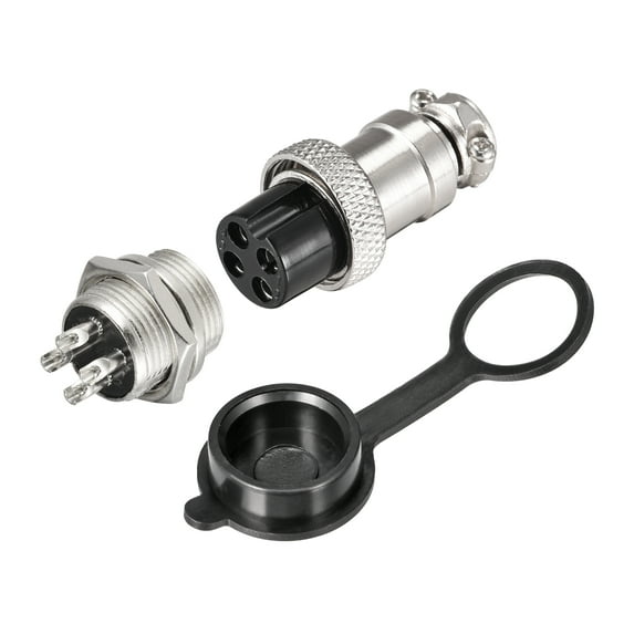 Uxcell 16mm 4 Terminals 7A 400V GX16 Aviation Connector with Plug Cover 10 Sets