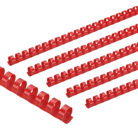 Uxcell 16mm (5/8") Plastic Binding Combs, 50 Pcs 21 Rings Comb Binding Spines 120 Sheet Capacity Letter Size for Binding Paper Sheets, Red