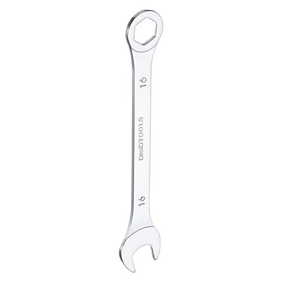 Uxcell 16mm 6-Point Thin Combination Wrench Double Ended Box and Open End Chrome Plated Steel, Silver