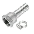 thumbnail image 1 of Uxcell 16mm Barb x 1/2PT Female Barb Hose Fitting Stainless Steel with Hose Clamp, 1 of 6