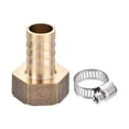 thumbnail image 1 of Uxcell 16mm Barbed x G3/4 Female Barb Hose Fitting Brass with Hose Clamp and Washer, 1 of 5