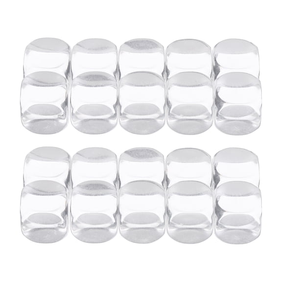 16 mm Clear Acrylic Dice Blank, 20 Pcs Standard Game Dice Rounded Corner for Board Games Teaching, White
