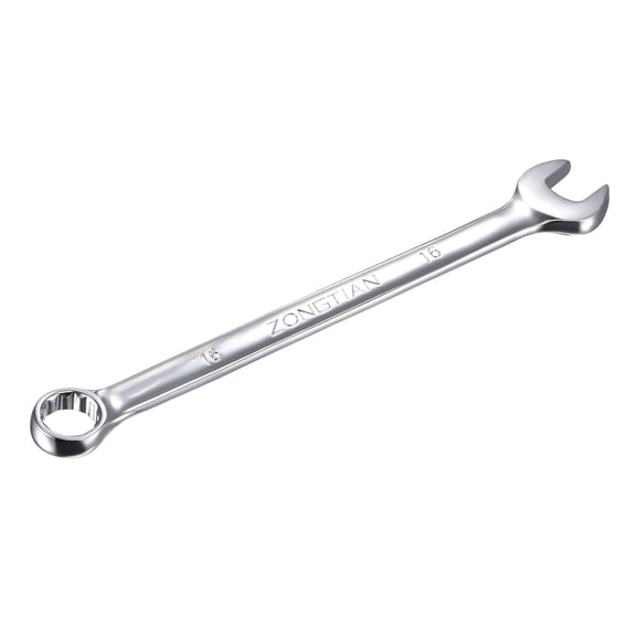 Uxcell 16mm Combination Wrench with Offset Box End and Angled Open End, Metric Mirror-Chrome Plated High Carbon Steel
