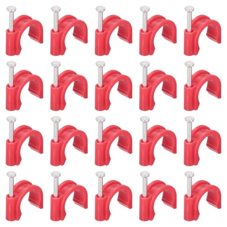 Uxcell 16mm Half Clamp J-Hook with Nail, 140Pcs Pex Pipe Fixture Support Holder, Red