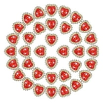 16mm Heart Sew on Rhinestones, 60 Pcs Rhinestone Sequin Embellishments Crystal Glass Metal Base for Bedazzling, Bright Red