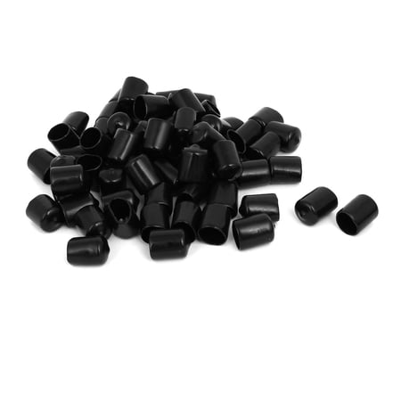 Uxcell 16mm Inner Dia Rubber Hose End Cap Screw Thread Protector Cover Black (100-pack)