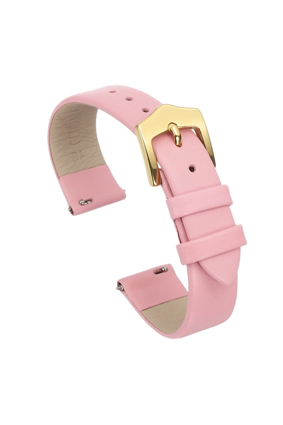 16mm Pink Genuine Leather Watch Bands with Gold Buckle for Women