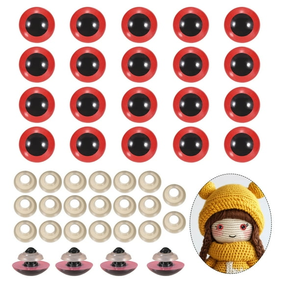 Uxcell 16mm Safety Eyes, 20Pcs Realistic Doll Crocheting Safety Eyes Red
