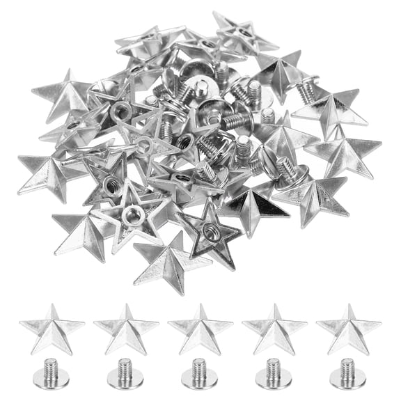 Uxcell 16mm Star Rivets, 25 Sets Leather Rivets Studs Rivets Double Cap Spikes Rivet for Leather Crafting for Decor Repair DIY Clothing Belts Bags Shoes, Silver Tone