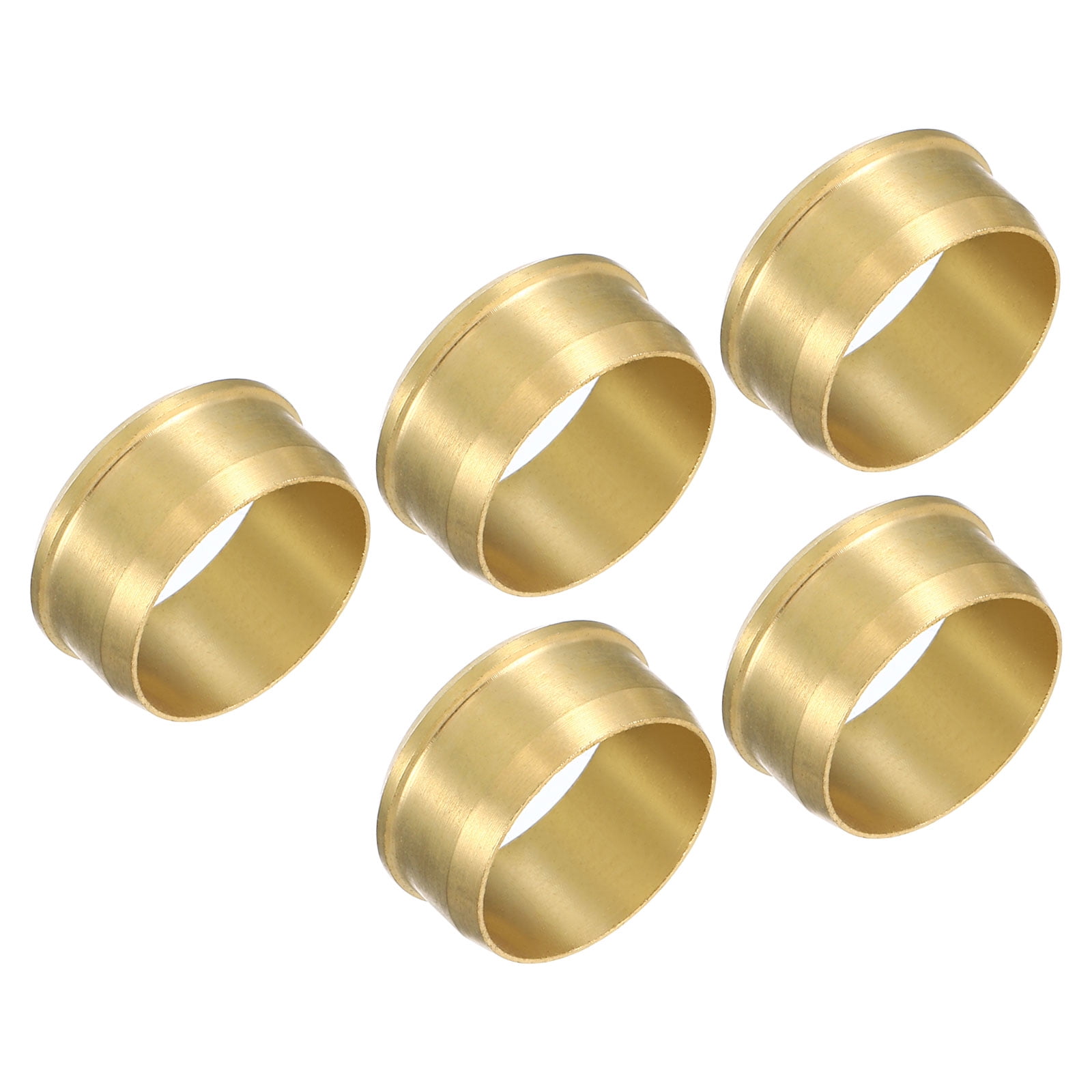 Uxcell 16mm Tube OD Brass Compression Sleeves Ferrules 5 Pack Brass