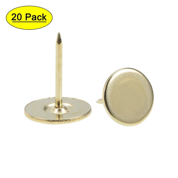 Uxcell 16mmx20mm Flat Head Furniture Nails Gold Tone Upholstery Nails Tacks 20 Pack