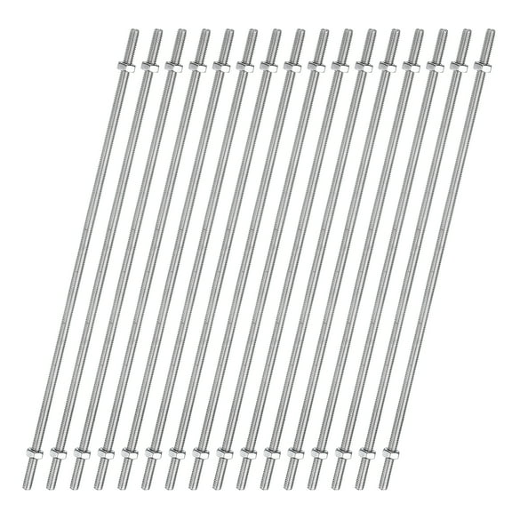 Uxcell 16pcs 8/32 Inch M4 Threaded Rods with Hex Nuts 18 Inch 304 Stainless Steel Rod, Silver
