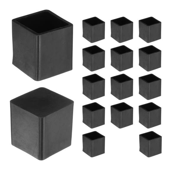 Uxcell 16Pcs Square Chair Leg Caps Chair Leg Floor Protector, Black, 20 x 20mm