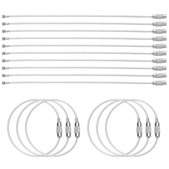 Uxcell 16pcs Wire Keychain Cable 6" Plastic Coated 1.5mm Stainless Steel Key Ring Cable Loop Rings Transparent