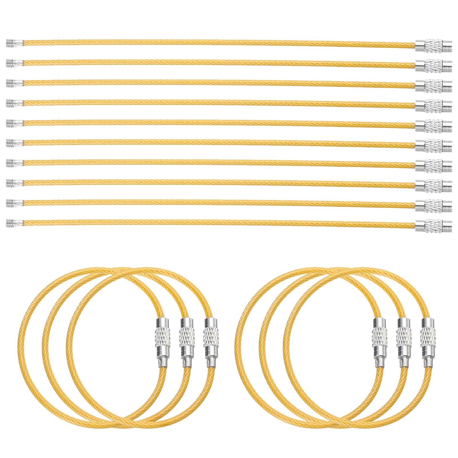 Uxcell 16pcs Wire Keychain Cable 6
