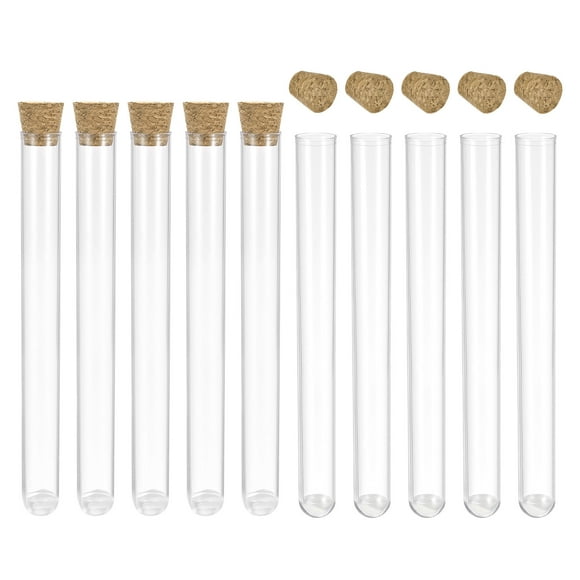 Uxcell 16x150mm Plastic Round Base Test Tubes with Cork Stoppers 20 Pack
