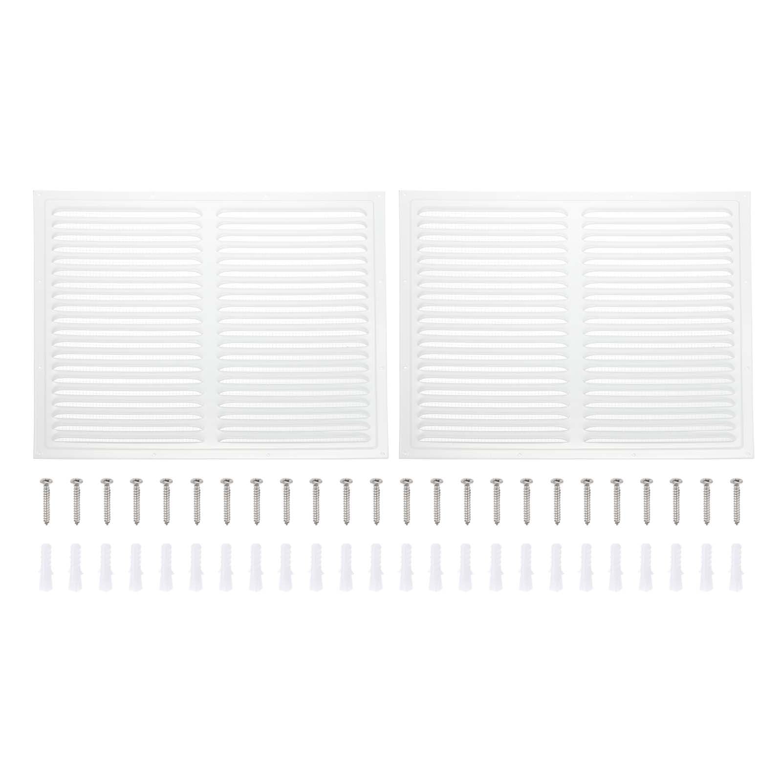 Uxcell 16x16" Gable Vent Cover, Aluminum Alloy Rectangular Floor Air Vent Covers Metal Soffit Return Grille with Screen Mesh and Screw 2 Pcs