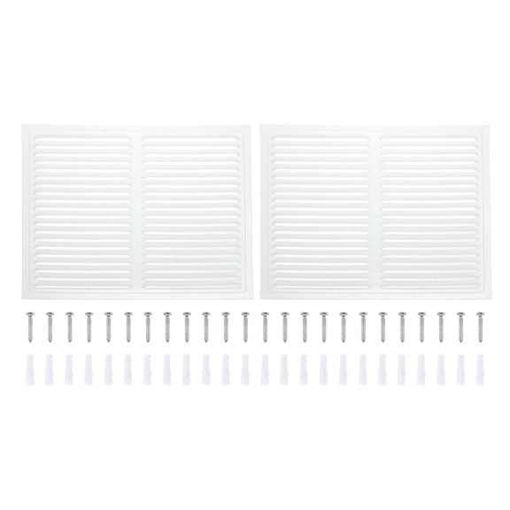 Uxcell 16x16" Gable Vent Cover, Aluminum Alloy Rectangular Floor Air Vent Covers Metal Soffit Return Grille with Screen Mesh and Screw 2 Pcs