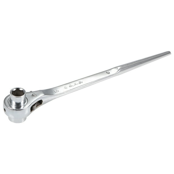 Uxcell 16x18mm Hexagon Scaffold Ratchet Spanner Ratcheting Socket Wrench (Silver)