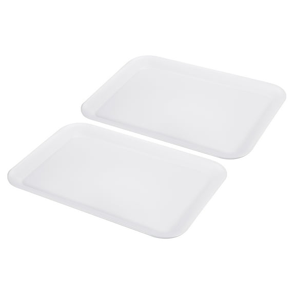 Uxcell 17.1x12.4" Fast Food Tray, 2 Pack Plastic Serving Tray Reusable Multi-Purpose Rectangle Tray White