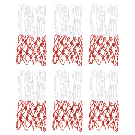 Uxcell 17.7" 3.5mm Polyester Basketball Hoop Rim Net Replacement, White Red 6 Pack