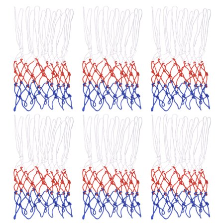 Uxcell 17.7" 3.5mm Polyester Basketball Hoop Rim Net Replacement, White Red Blue 6 Pack