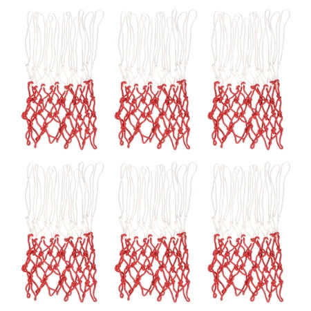 Uxcell 17.7" 5.5mm PP Basketball Hoop Rim Net Replacement for Indoor Outdoor, White Red 6 Pack