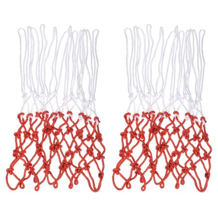 Uxcell 17.7" 5.5mm Polyester Basketball Hoop Rim Net Replacement, White Red 2 Pack